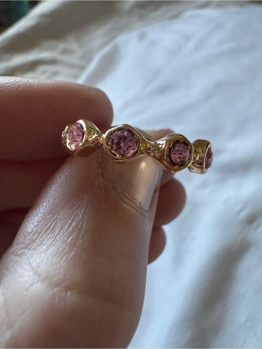 Kendra Scott- NWOT Gold Pink Crystal Eternity Stacking Band Ring - Size 7 - 7.5!